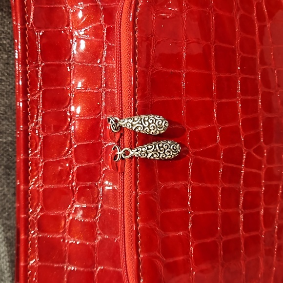 Vintage Brighton Red Croc Embossed Leather Handbag - Picture 3 of 16